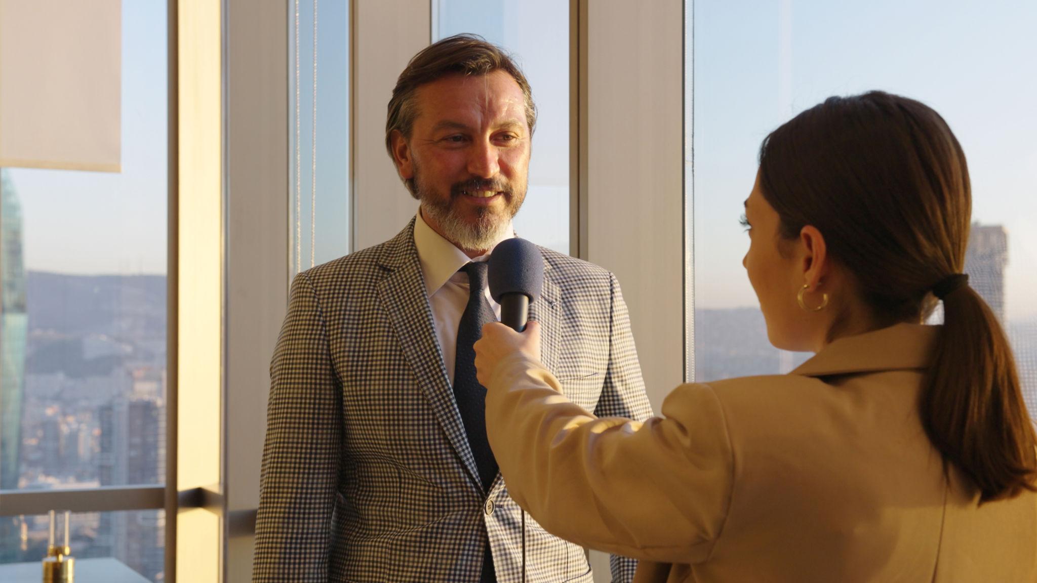 CEO participating in a media interview to support Brand trust building and corporate reputation