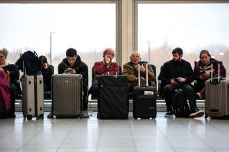 Bottled water distributed to passengers during London Gatwick disruption