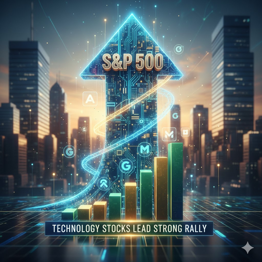 S&P 500 surges as technology stocks lead a strong market rally at the start of the week