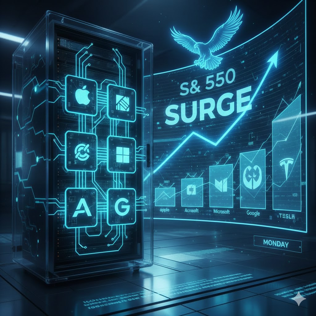 S&P 500 surges as technology stocks lead a strong market rally at the start of the week