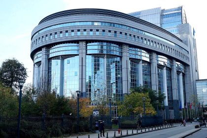 European Parliament offices in Brussels pictured amid reports of EU Parliament raids into suspected funding irregularities.