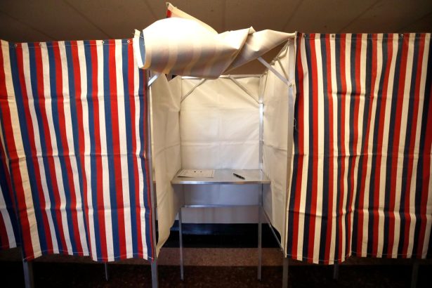 US midterm elections voting booth representing the battle for control of Congress.