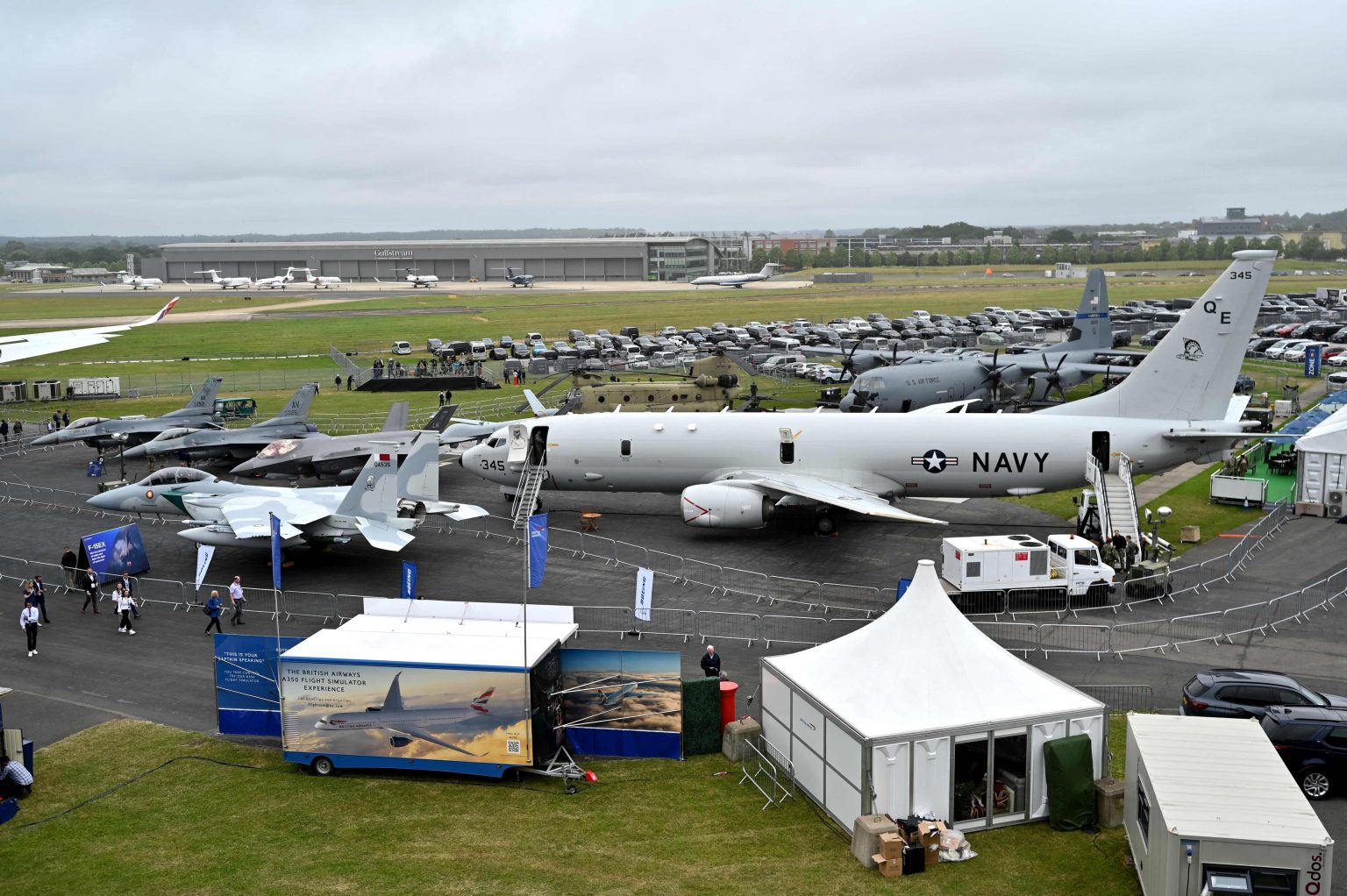 Farnborough International Airshow defense aircraft exhibition with global aerospace companies