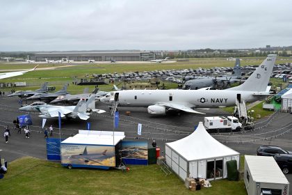 Farnborough International Airshow defense aircraft exhibition with global aerospace companies