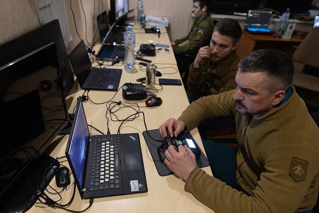 Ukraine drone warfare training with FPV drone pilot during military exercises in Kyiv 2026