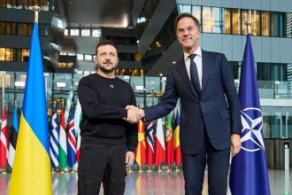 Ukrainian President Volodymyr Zelensky meets NATO Secretary General Mark Rutte to discuss European security.