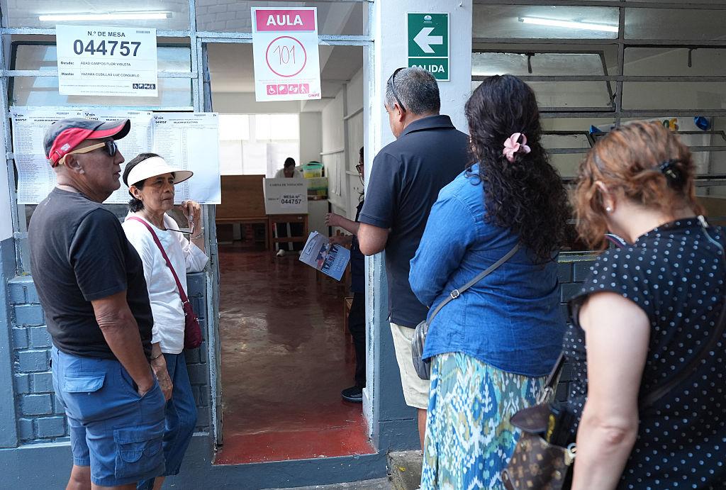 Peru election results being tabulated during the national presidential run-off election
