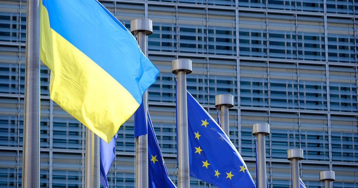 Ukraine funding gap draws attention to European Union assistance as Ukrainian and EU flags fly in Brussels.