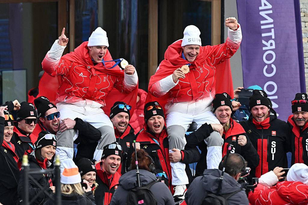 Winter sports championship 2026 podium ceremony with Switzerland victory
