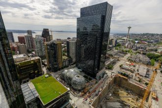 Amazon workforce strategy headquarters Seattle office exterior